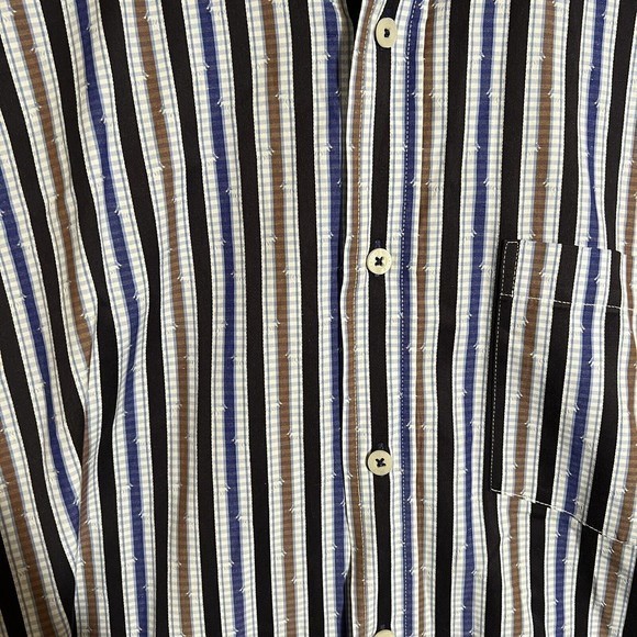 Bugatchi Uomo Men's Lg LS Button Down Multi-Color Striped Shirt Flip Cuff EUC - Picture 4 of 11